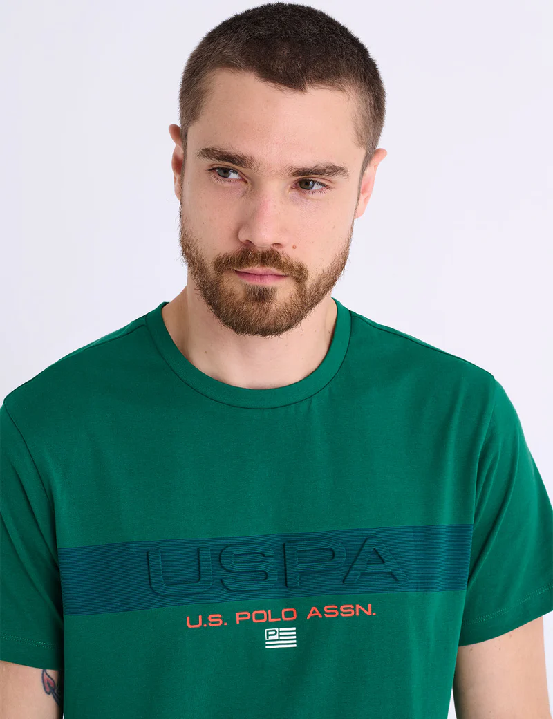 Футболка U.S. Polo Assn Embossed Uspa Stripe Jersey, зеленый — фото 2