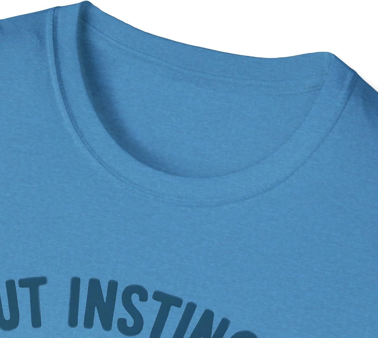 Женская футболка с принтом Gut Instincts Funny GI, сапфировый меланж — фото 2