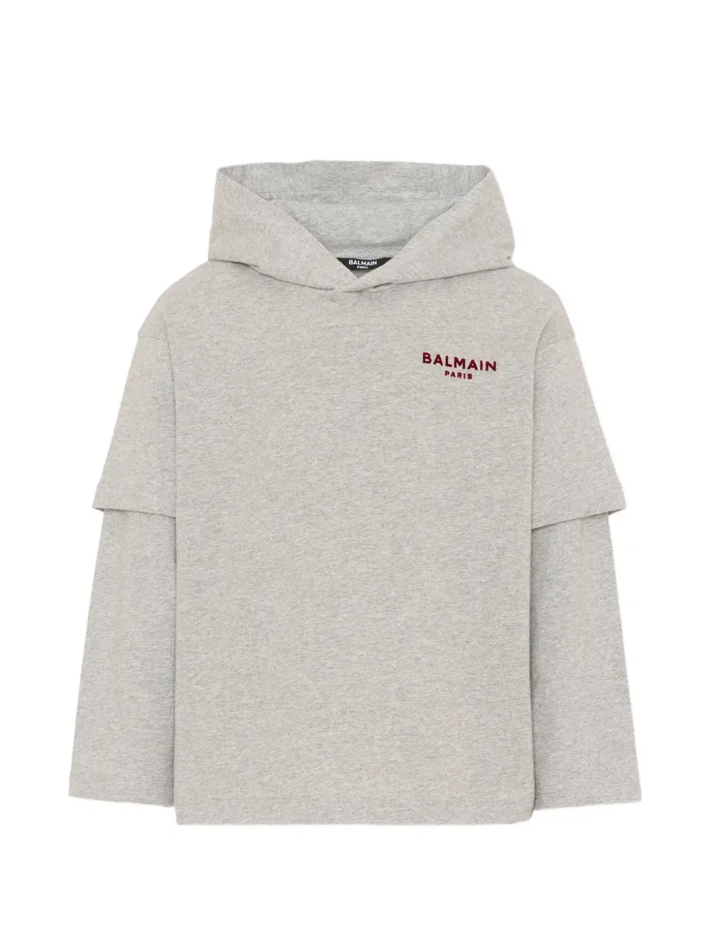 Толстовка с многослойными рукавами и логотипом Balmain Kids, серый