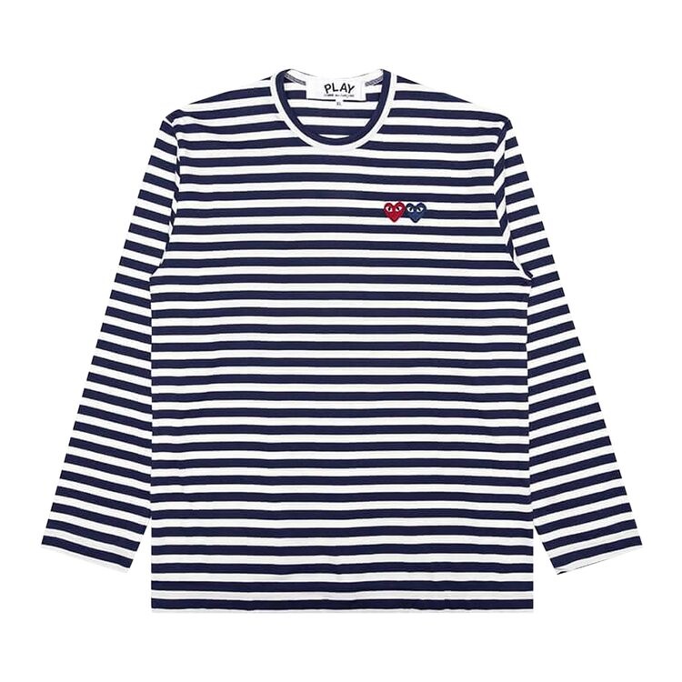 

Рубашка Comme des Garçons PLAY Double Heart Striped Shirt 'White/Navy', белый