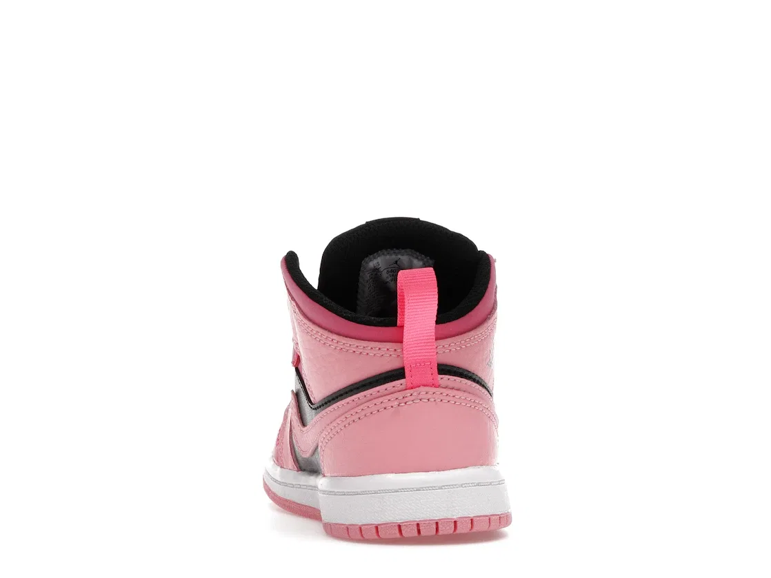 Детские кроссовки с кожаным верхом Jordan 1 Mid Jordan, Coral Chalk/Rush Pink/Black/Pinksicle — фото 4