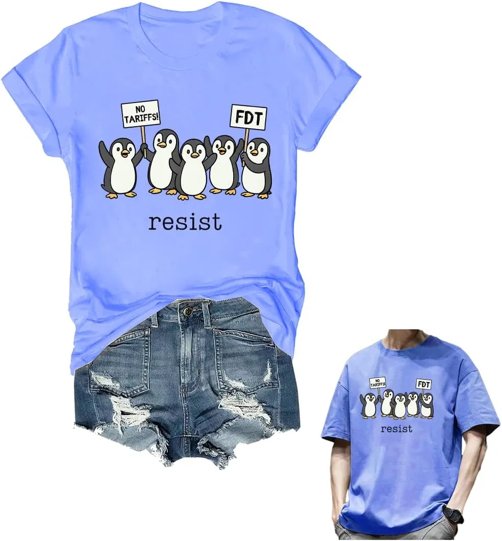 Футболка с принтом пингвинов Flippers Up FDT, Carolina Blue