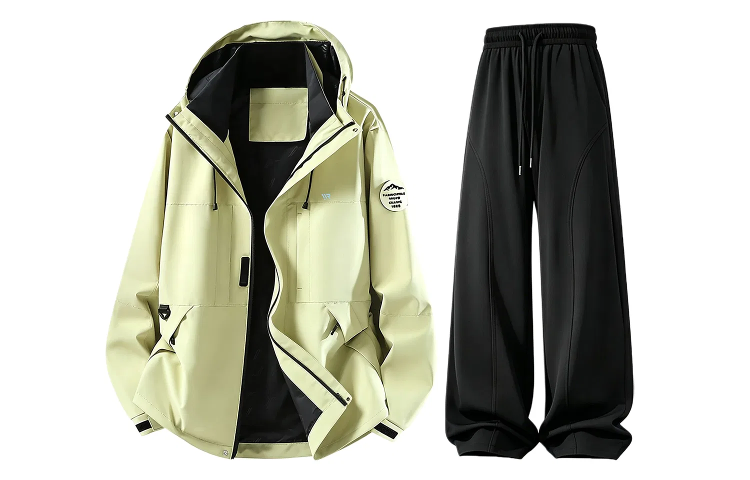 Детский комплект куртки и брюк из ветровки с капюшоном Olive Green+Black WARRIOR