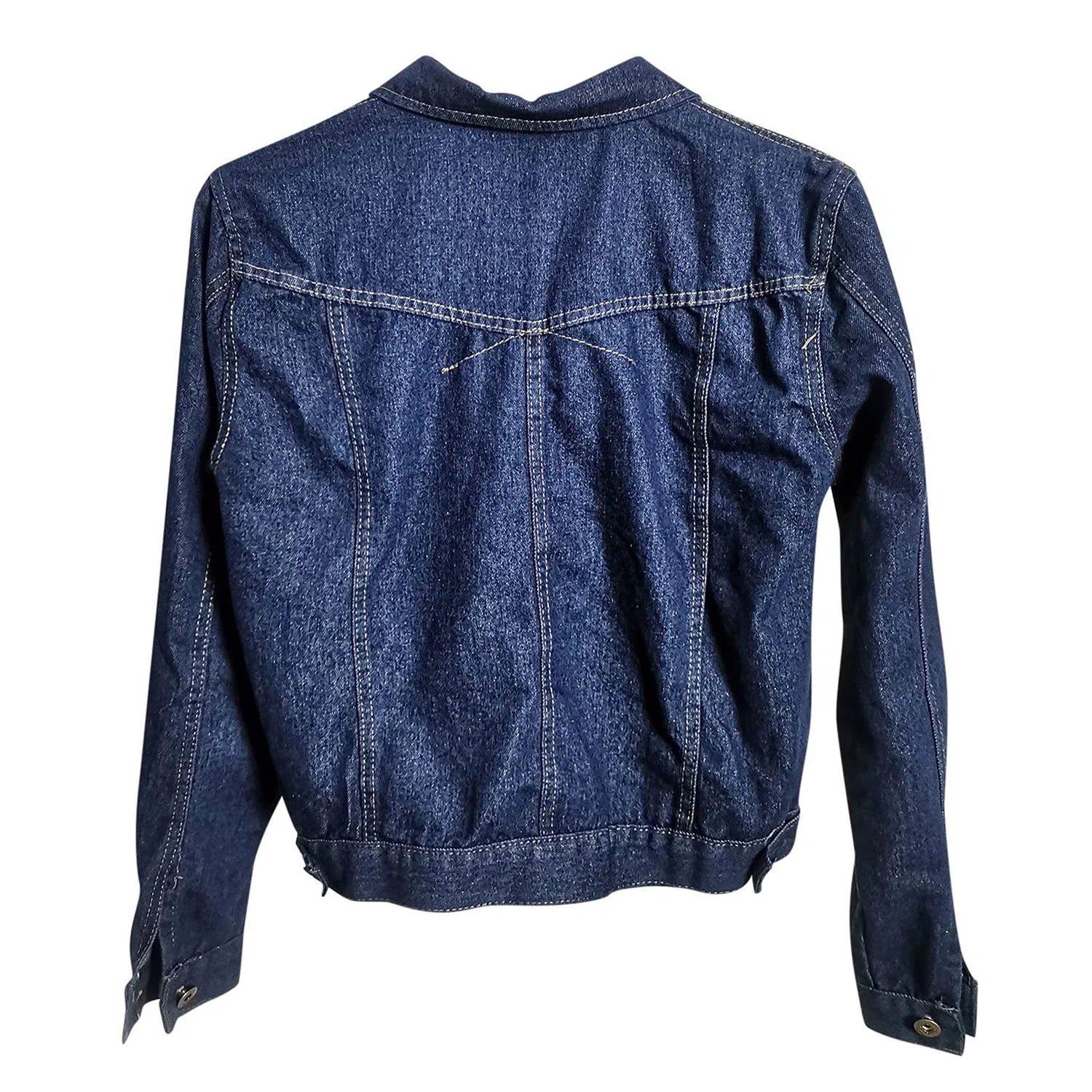 Женская джинсовая куртка с пуговицами, легкая, модель Y2K, dark blue — фото 4
