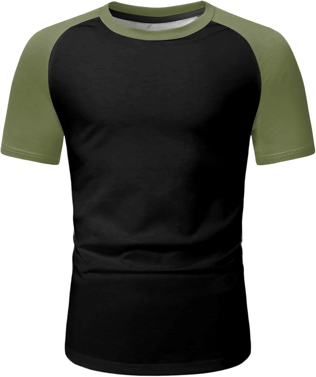 Мужская облегающая футболка реглан с коротким рукавом Army Green — фото 3