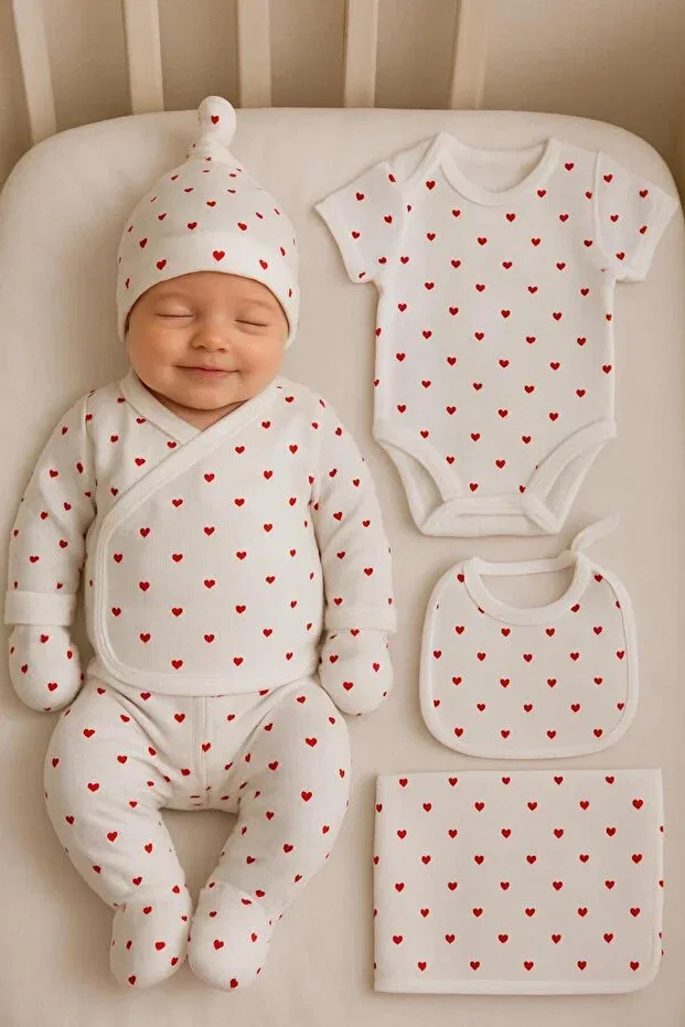 Детский комплект для новорожденных из органического хлопка с принтом Bys Baby Fashion, White — фото 2