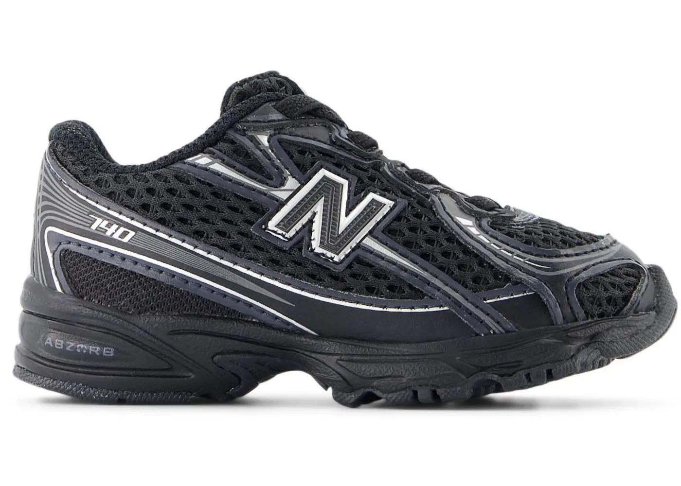 Детские кроссовки Lifestyle New Balance 740 Bungee Lace, Black/Silver Metallic