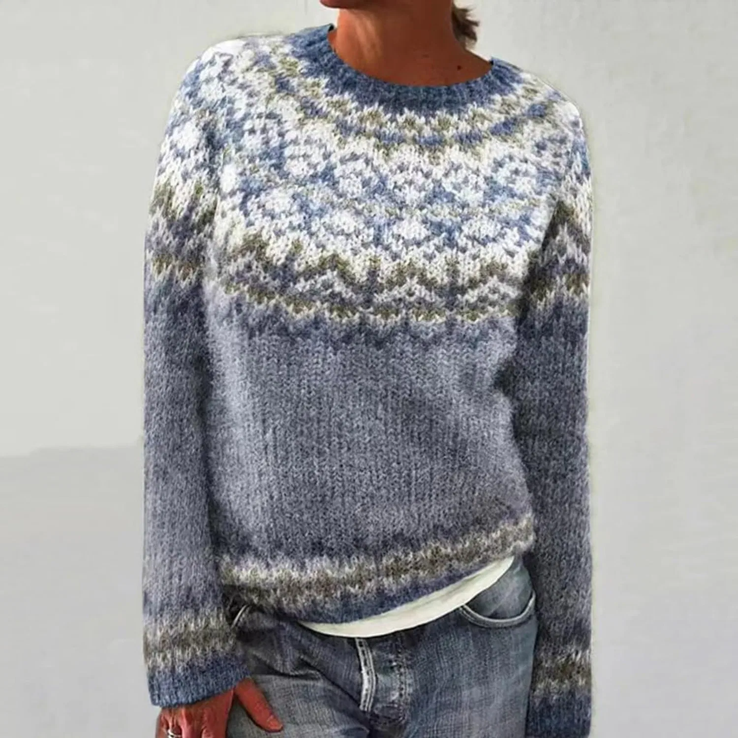 Женский свитер с жаккардовым узором Irish Sweater, Small Grey — фото 2