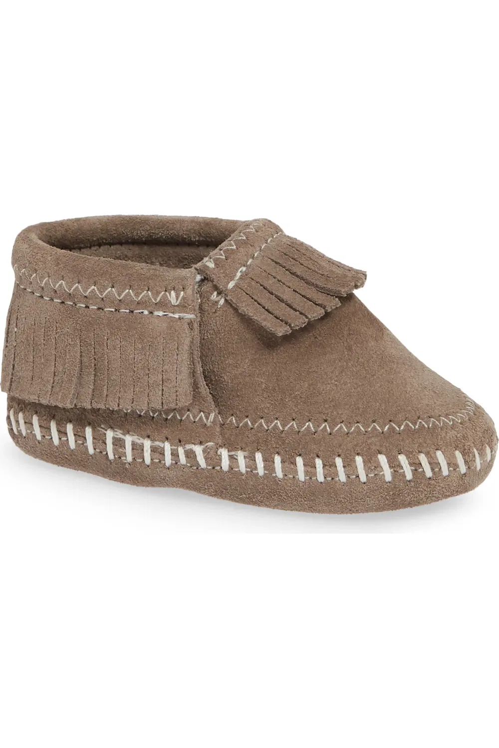 Детские пинетки ботинки с бахромой Riley Minnetonka, серый