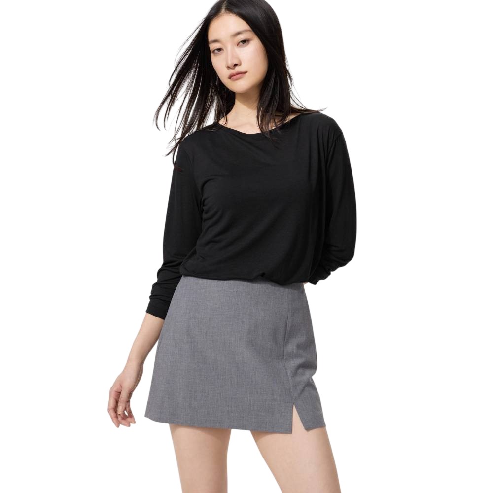 Лонгслив Uniqlo Sheer T-Shirt, 09 черный