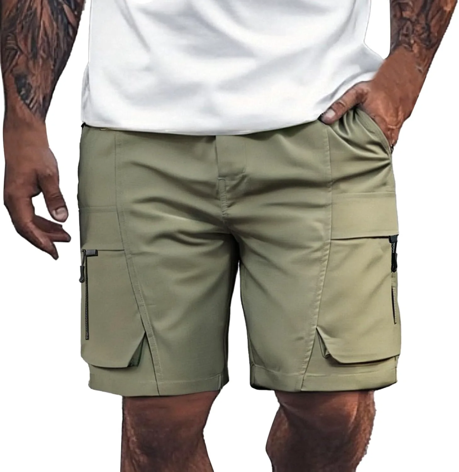 Mens Casual Shorts Lightweight Breathable Loose Fit with Drawstring Pockets for Summer Outdoor Walking Travel Generic, зеленый