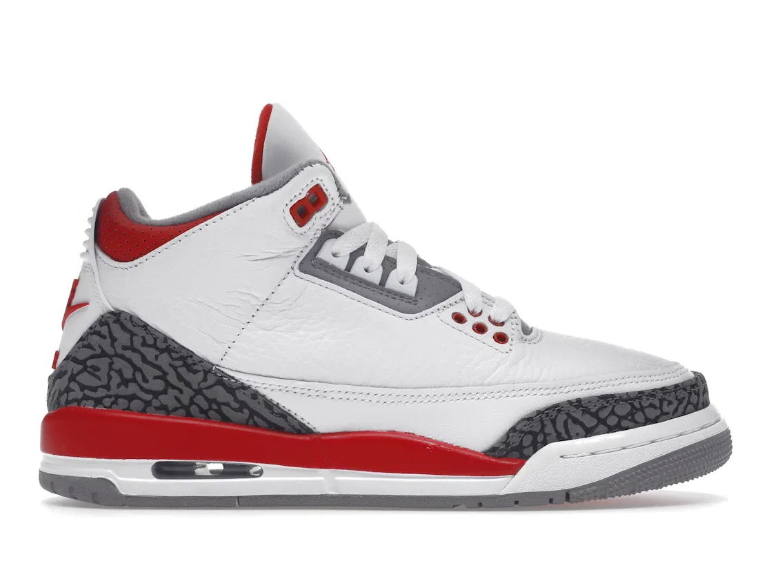 Детские кроссовки Lifestyle с принтом Jordan 3 Retro Jordan, White/Fire Red/Cement Grey/Black