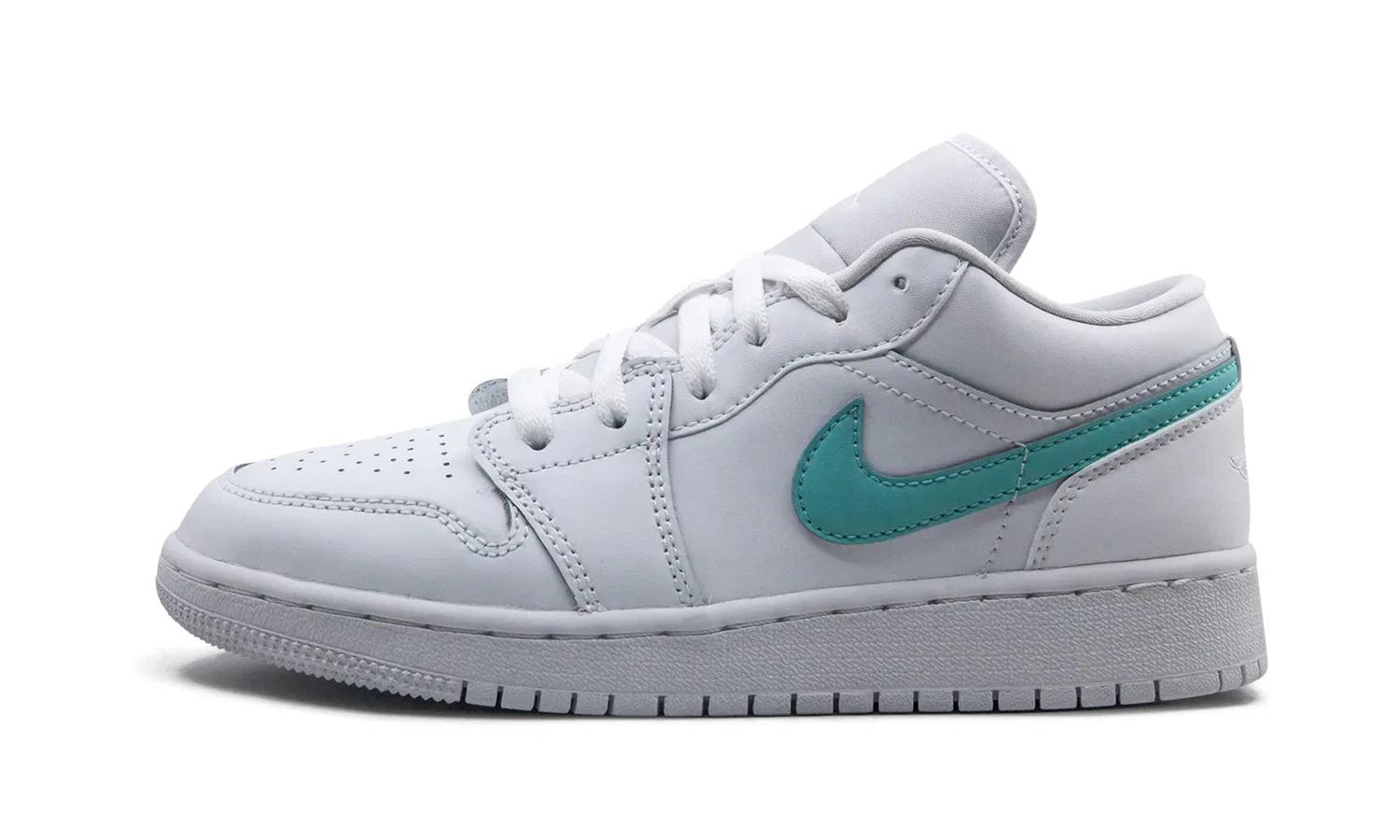 Детские кроссовки для мальчиков с принтом Air Jordan 1 Low (Gs) NIKE, White/Multicolor-Light Aqua
