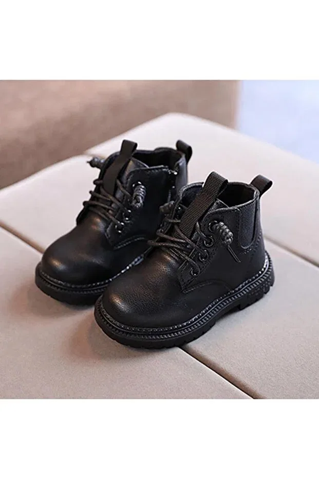 Детские ботинки для девочек на молнии и шнуровке Butik, Black
