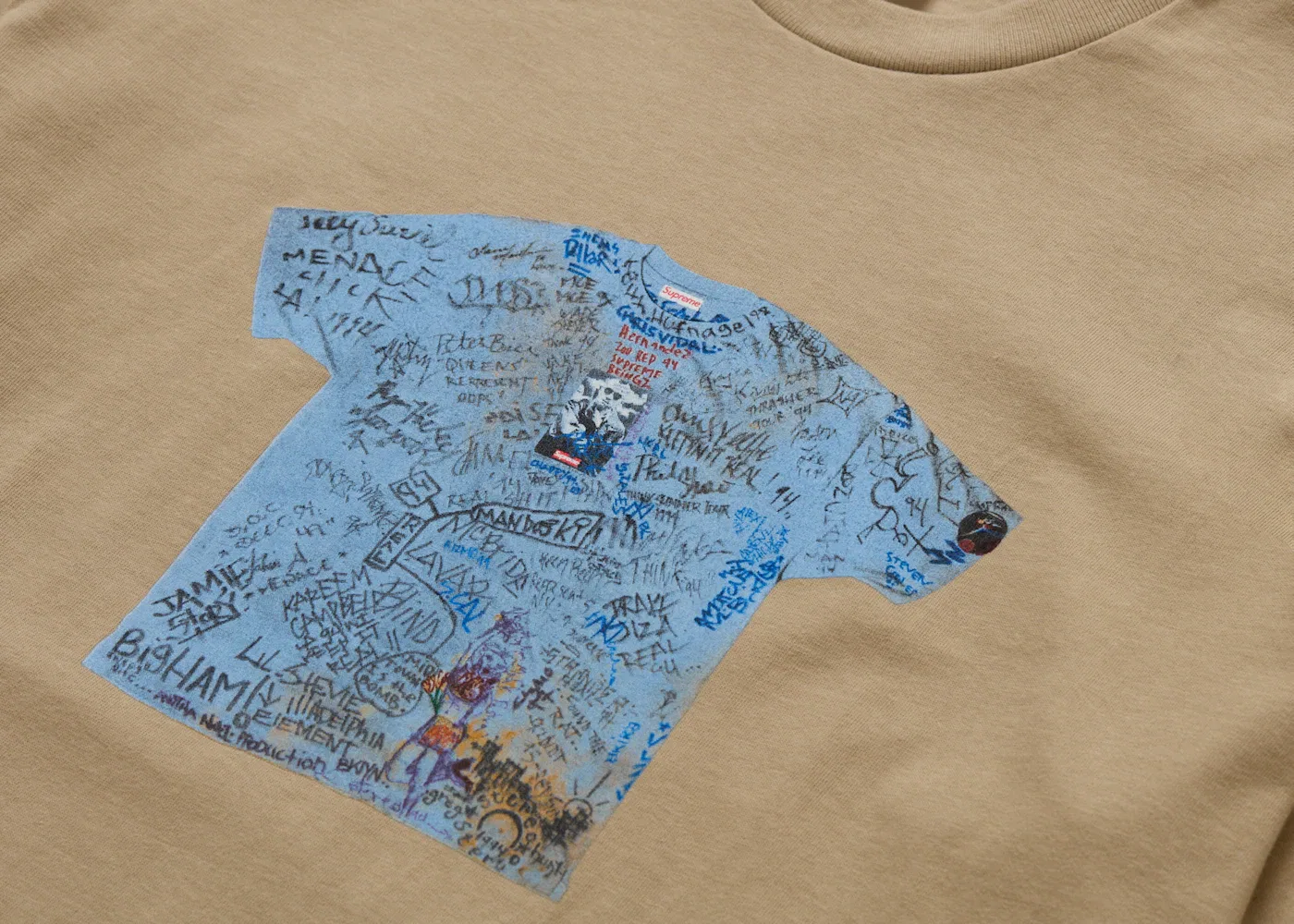 Мужская футболка Supreme 30th Anniversary First Tee Khaki — фото 3