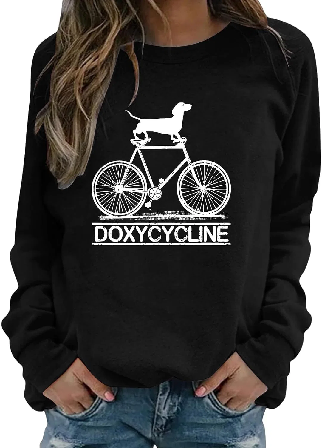Женский свитшот Doxycycline Dachshund, чёрный