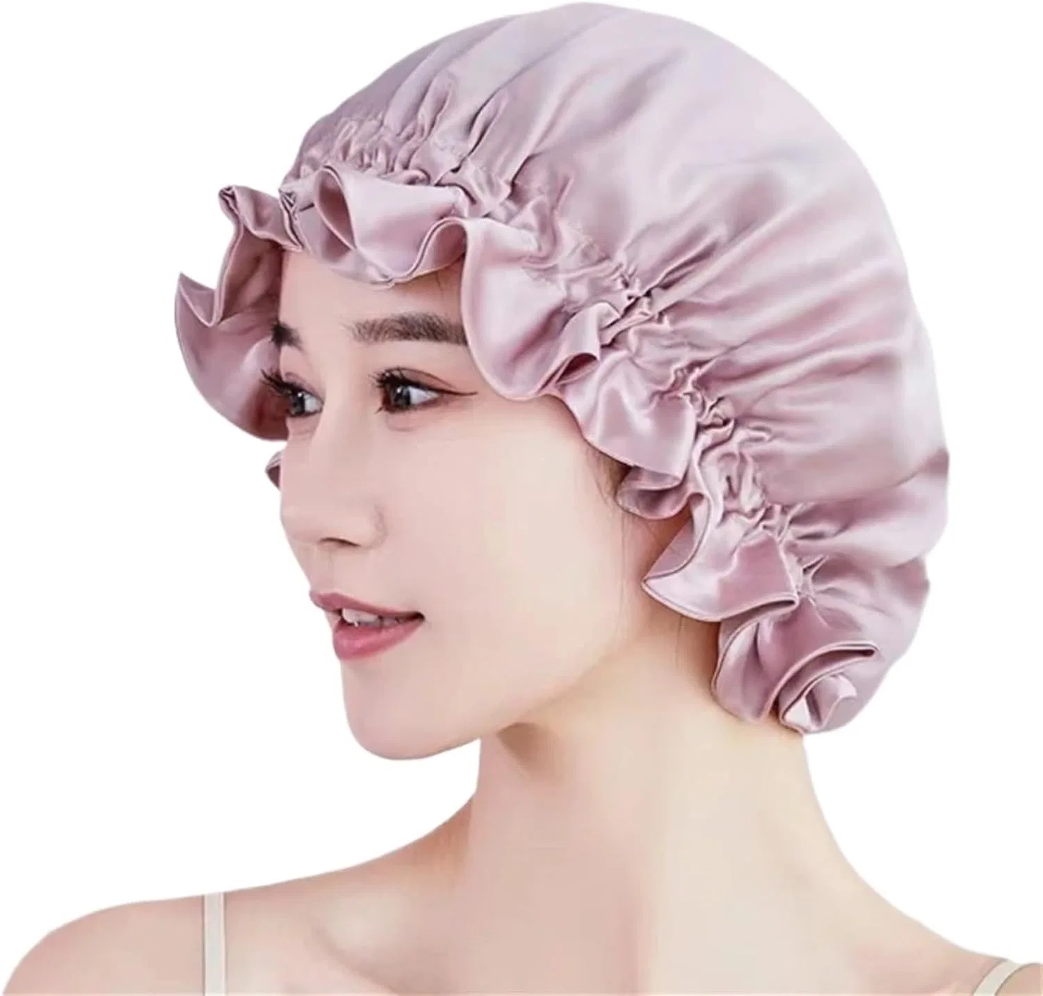 Шапочка для душа Double Layer Mulberry Silk, DYYEUAVT, 1 шт, Lotus Pink