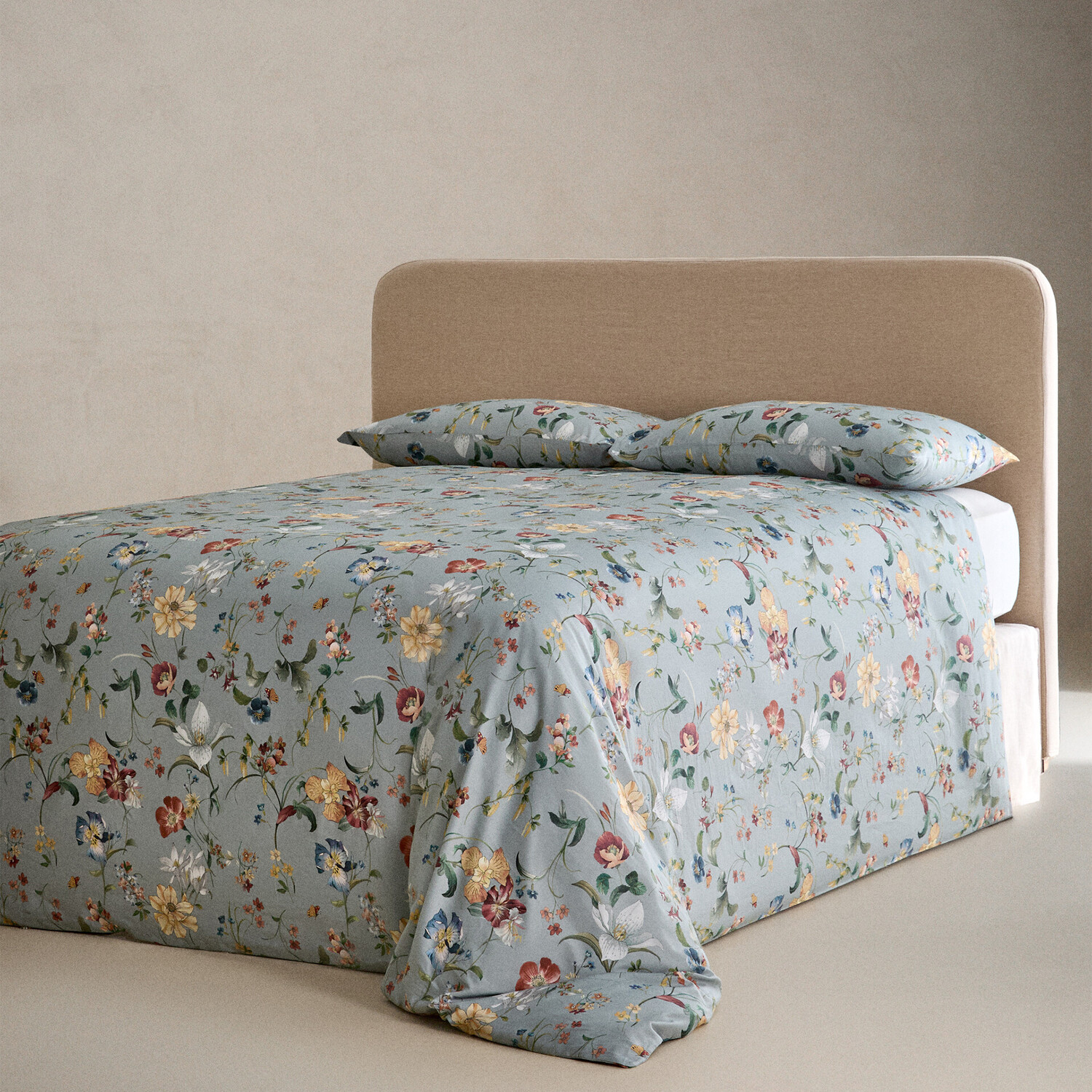 

Пододеяльник Zara Home Floral Print, голубой/мультиколор