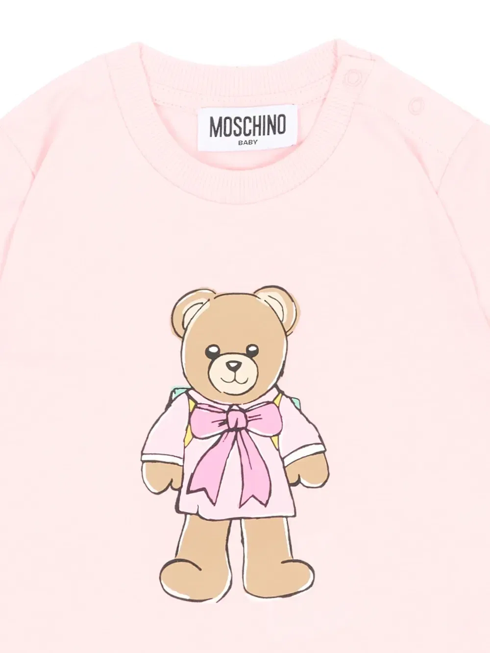 Футболка с принтом плюшевого мишки Moschino Kids, розовый — фото 3