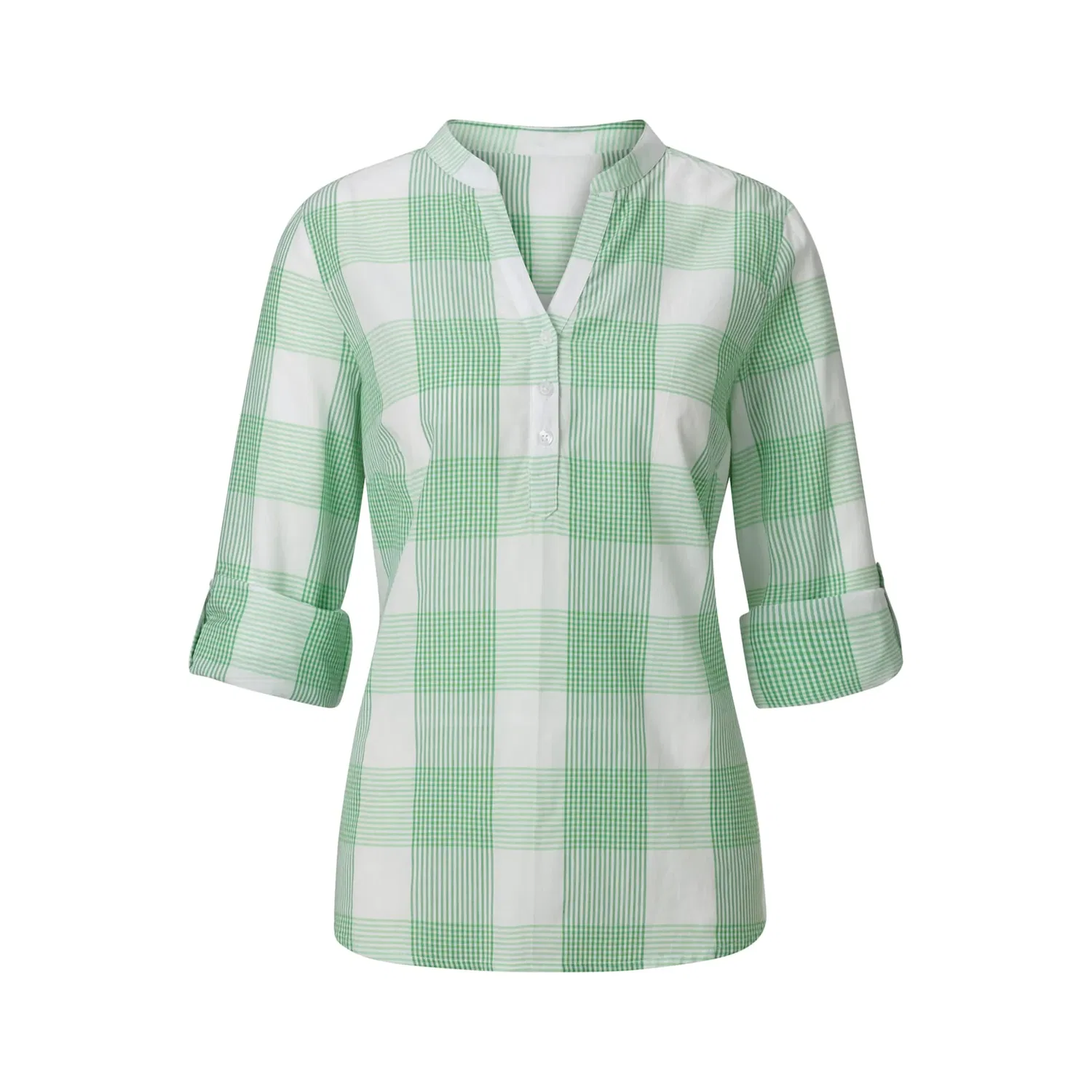 Женская блуза свободного кроя в клетку Casual Looks, Green/White — фото 3