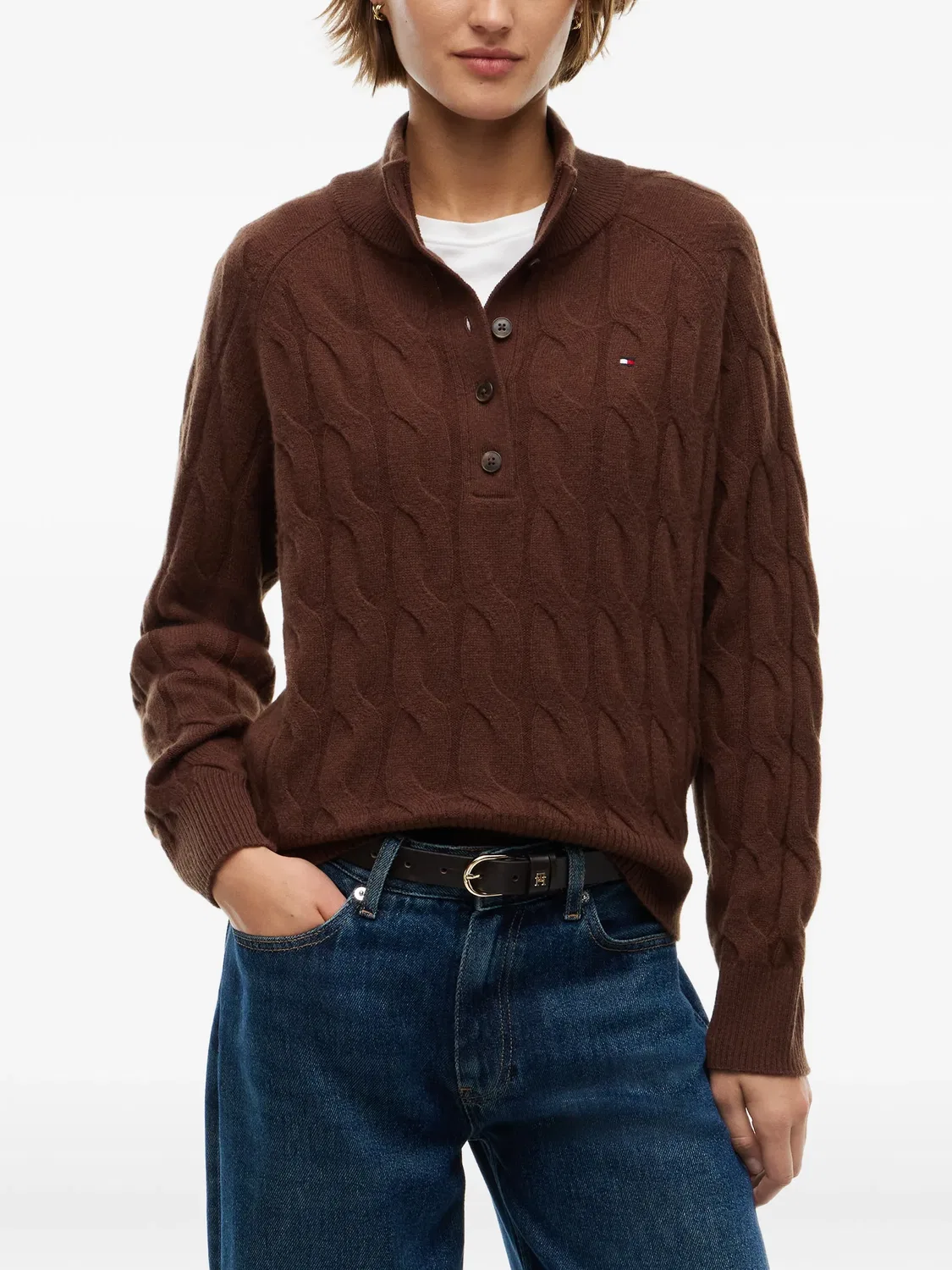 Tommy Hilfiger Кардиган в технике «косы» коричневый — фото 4
