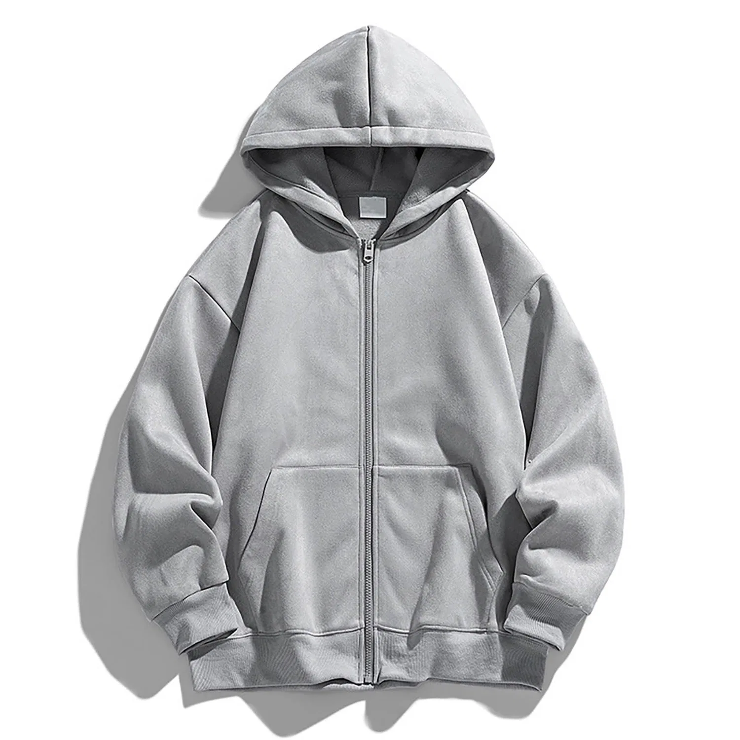 Мужской худи с капюшоном оверсайз с длинным рукавом Uk Full Zip, Grigio — фото 2