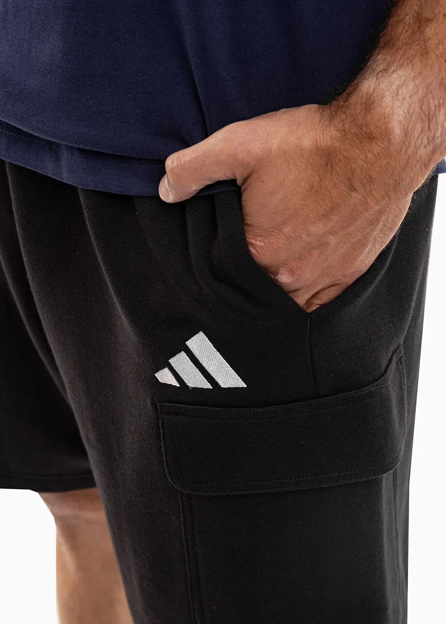 Мужские шорты из флиса с карго-карманами Essentials Feelcozy Fleece Cargo Adidas, Schwarz — фото 4