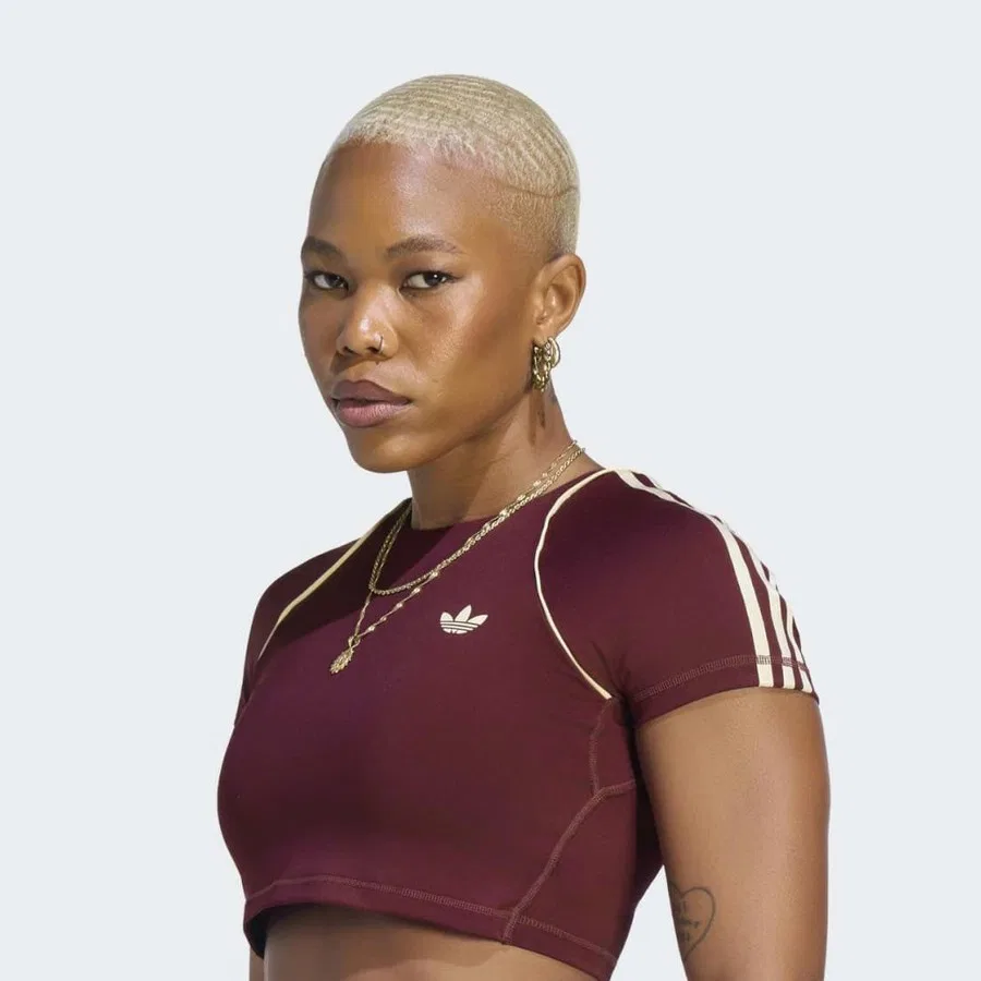 Женская футболка с длинным рукавом adidas Originals Sport Superstar, Бордовый — фото 3