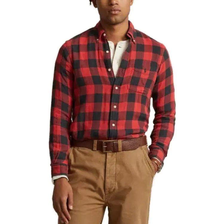 Мужская рубашка в клетку с длинным рукавом FW23 Classic Fit Checked Double Faced Shirt Classic Version Polo Ralph Lauren — фото 4