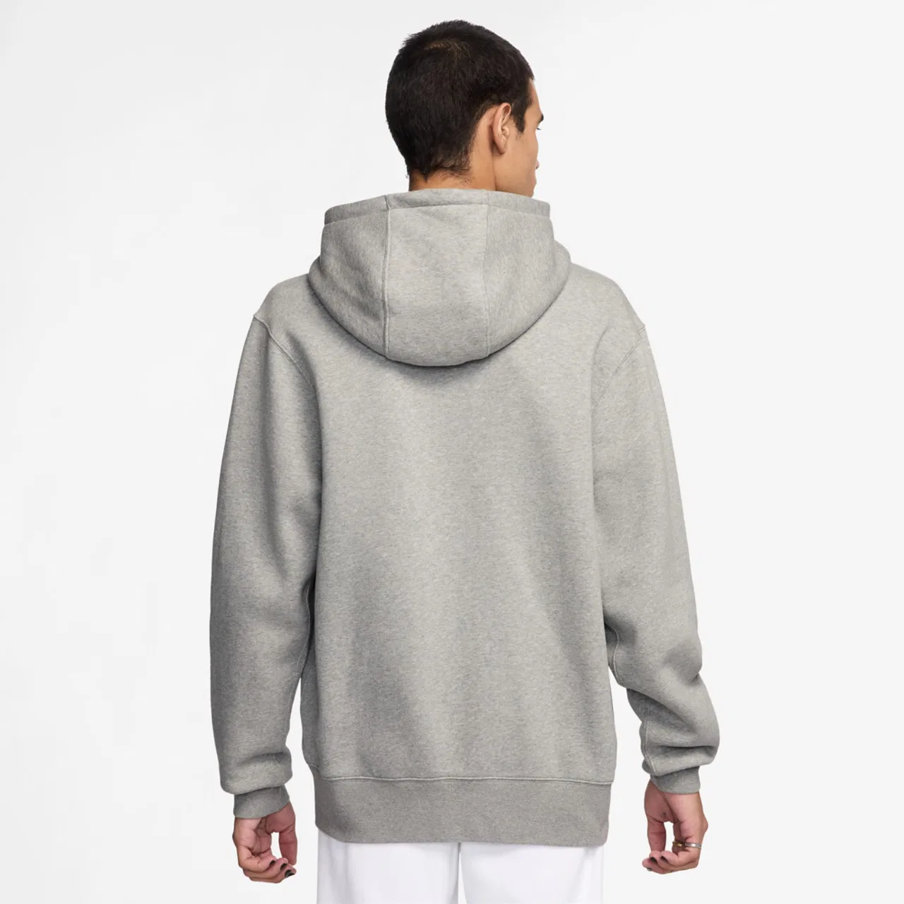 Мужская толстовка Club Full-Zip Hoodie Nike, цвет Dark Grey Heather/Dark Grey Heather/White — фото 2