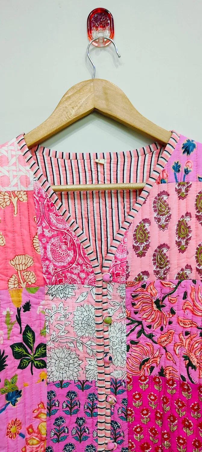 Женская зимняя куртка с подкладкой из флиса, с принтом, Warm Linen Jacket, pink — фото 4