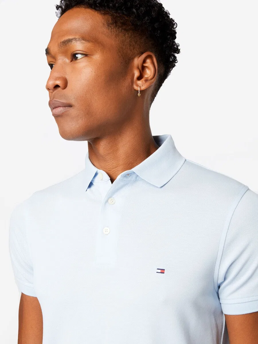 Рубашка TOMMY HILFIGER '1985 Slim Fit' темно-сини пастельно-голубого цвета — фото 2