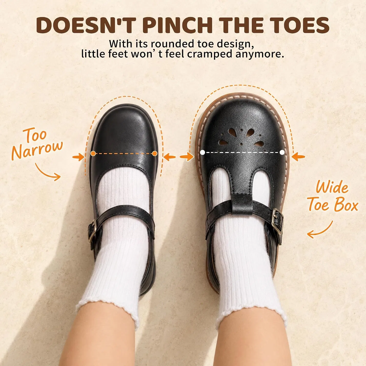 Детские туфли Мэри Джейн для девочек с регулируемой липучкой shoeslocker, Cut-Out Black — фото 4
