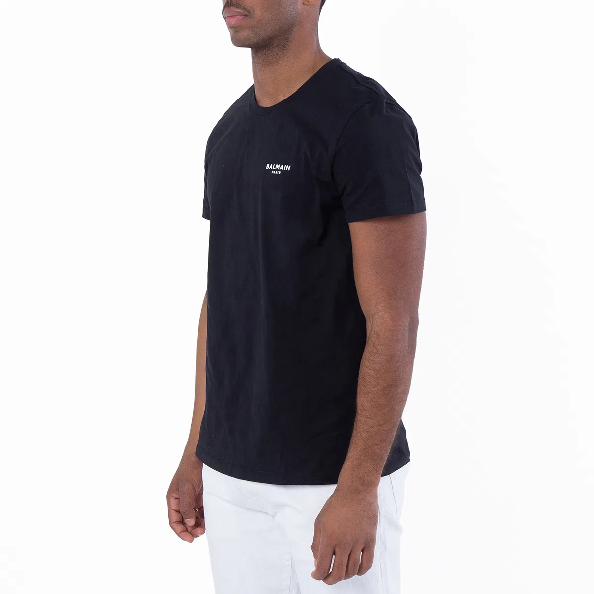 Футболка с принтом Small Flock Logo Print Balmain, Eab Black/White — фото 2