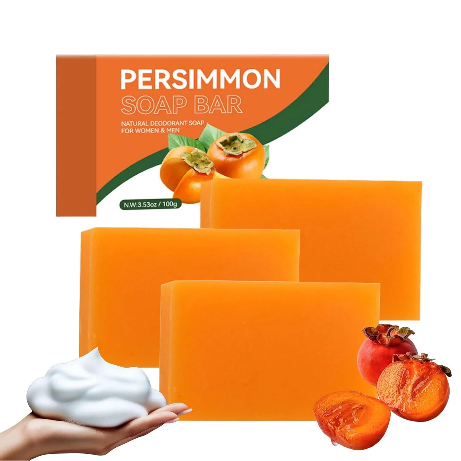 Мыло твердое, Persimmon Soap Bar, Generisch, набор 3 шт., 100 г