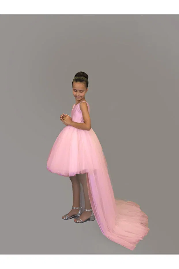 Детское платье для девочек с длинным шлейфом Nsmkidslife, Pink — фото 2