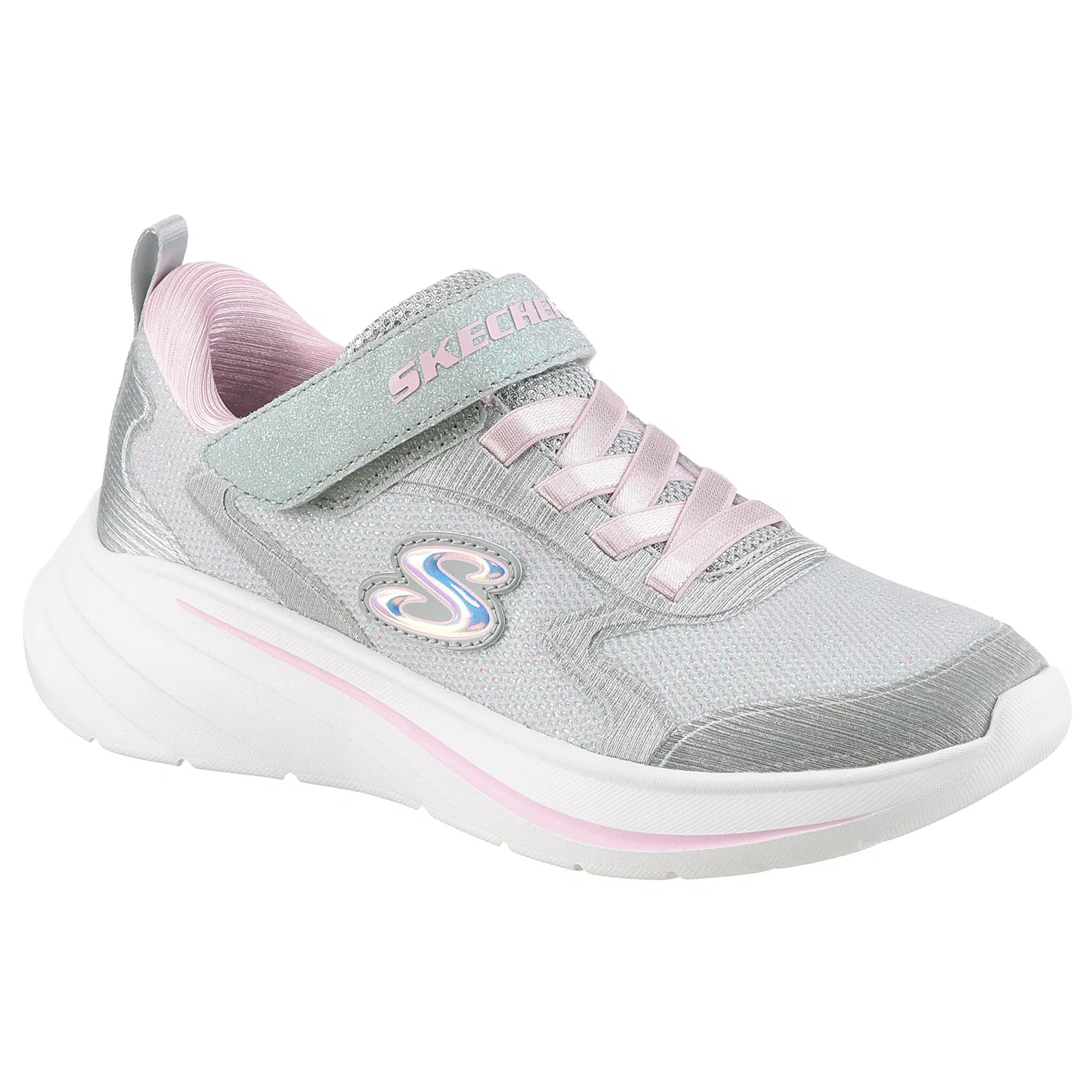 Детские кроссовки с блестками Skechers Wave 92, Light Gray-Pink