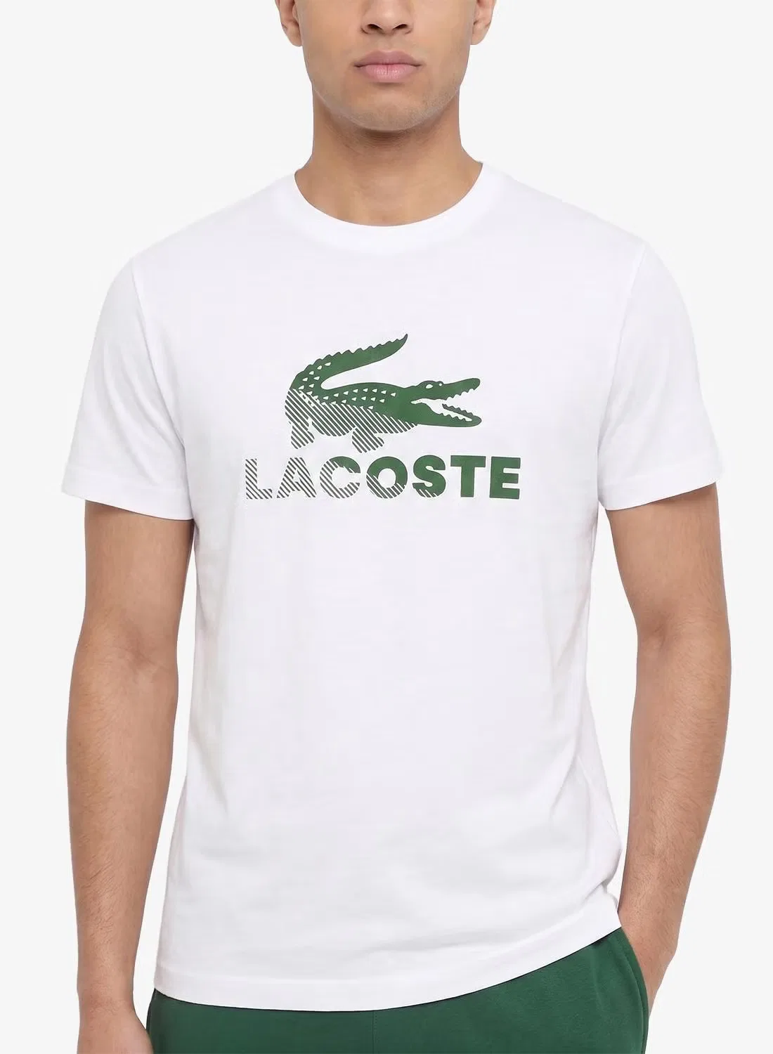 Футболка с высоким воротом Lacoste, белая — фото 3