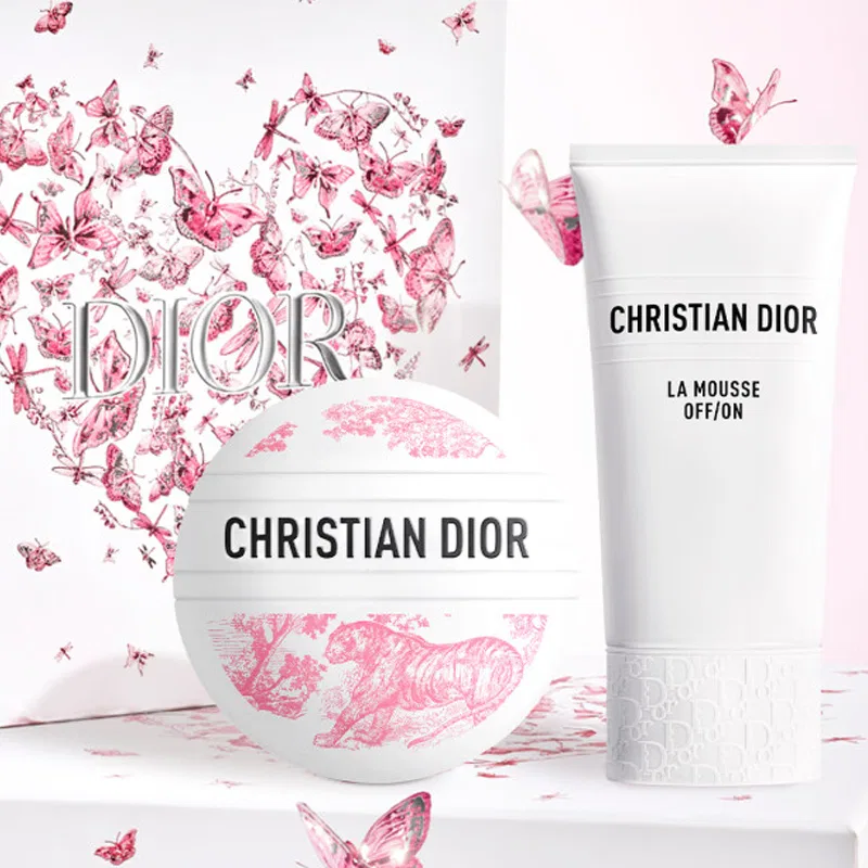 Набор для ухода за кожей с кремом и очищающим средством, Limited Monogram Cream 50ml + Water Lily Cleanser 150ml, DIOR, Pink Butterfly Box — фото 3