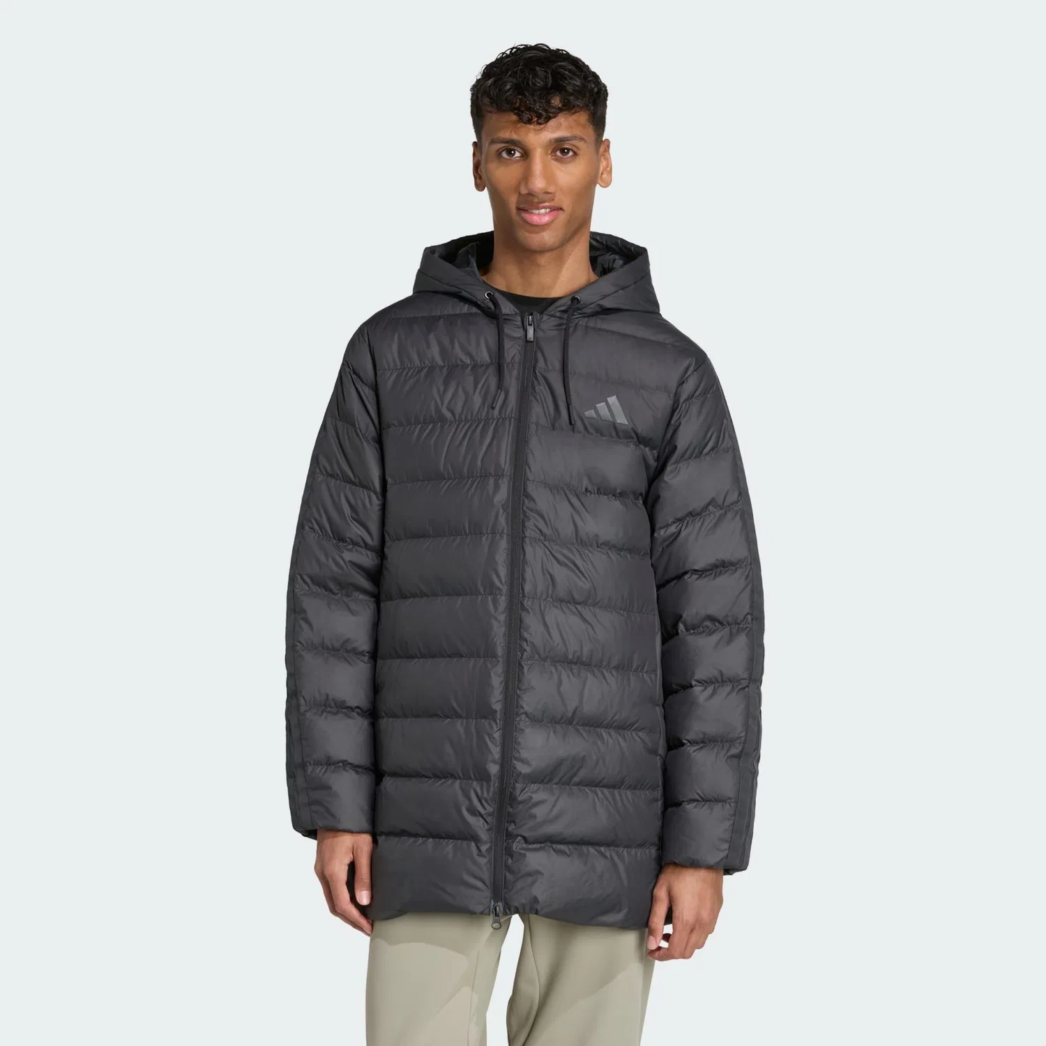 Мужская утепленная парка с капюшоном CLIMAWARM 3-Streifen Light Daunenparka Adidas, Schwarz — фото 2