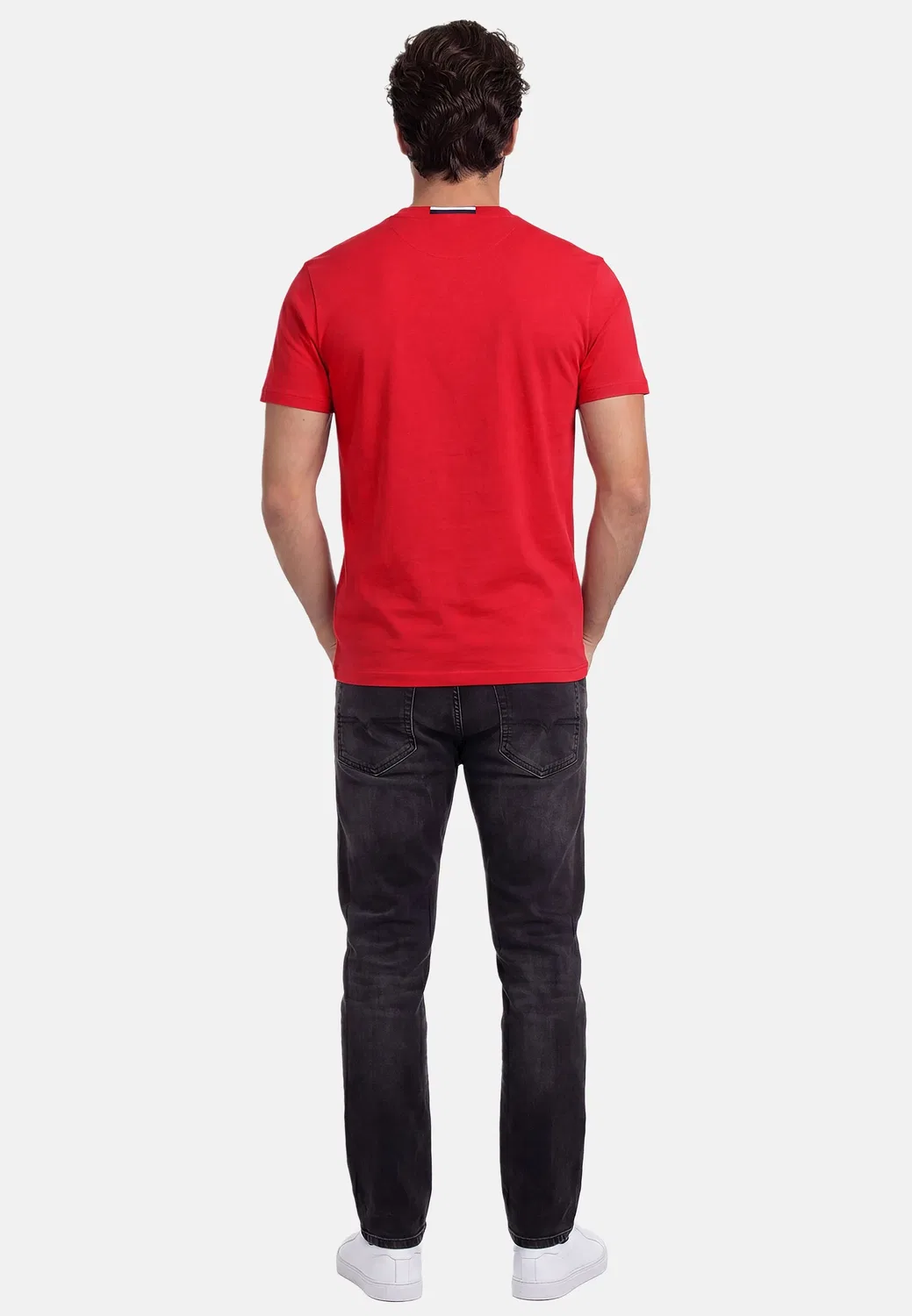 Мужская базовая хлопковая футболка U.S. Polo Assn., Red-Navy — фото 4