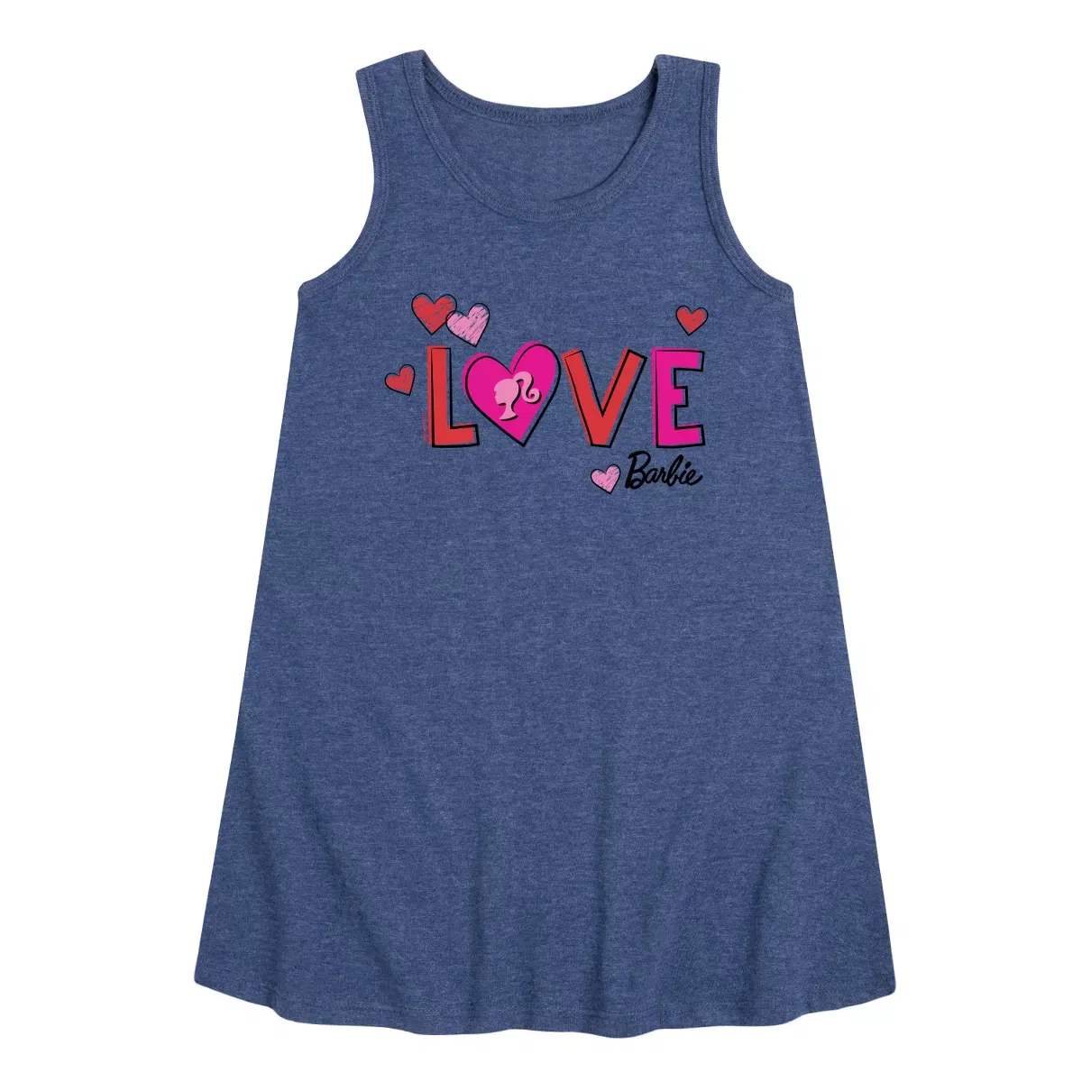 Детское платье-трапеция без рукавов Barbie Patterned Love, Heather Navy