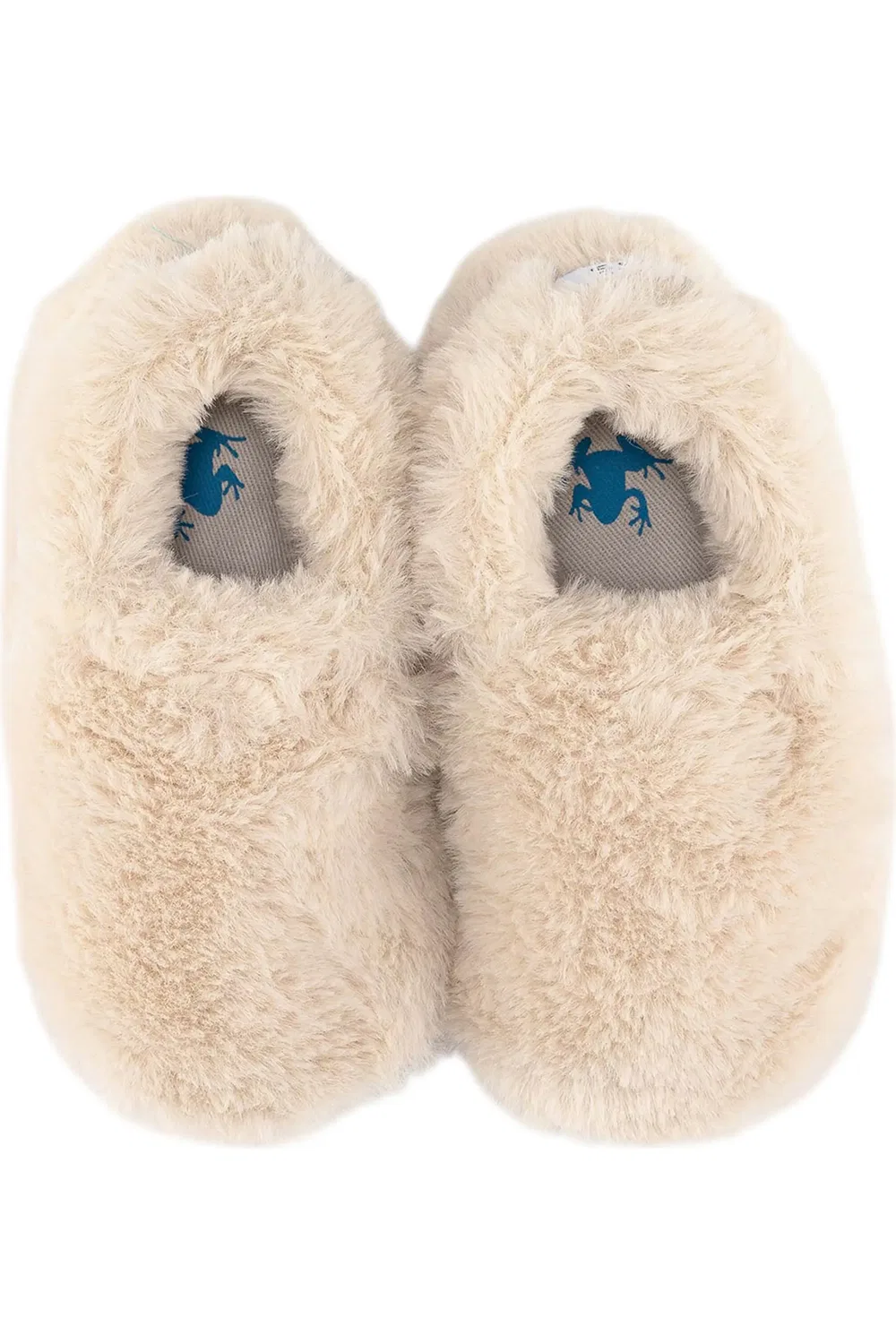 Детские тапочки из искусственного меха с широким носком Furry Hopfrög Kids, Off-White — фото 3