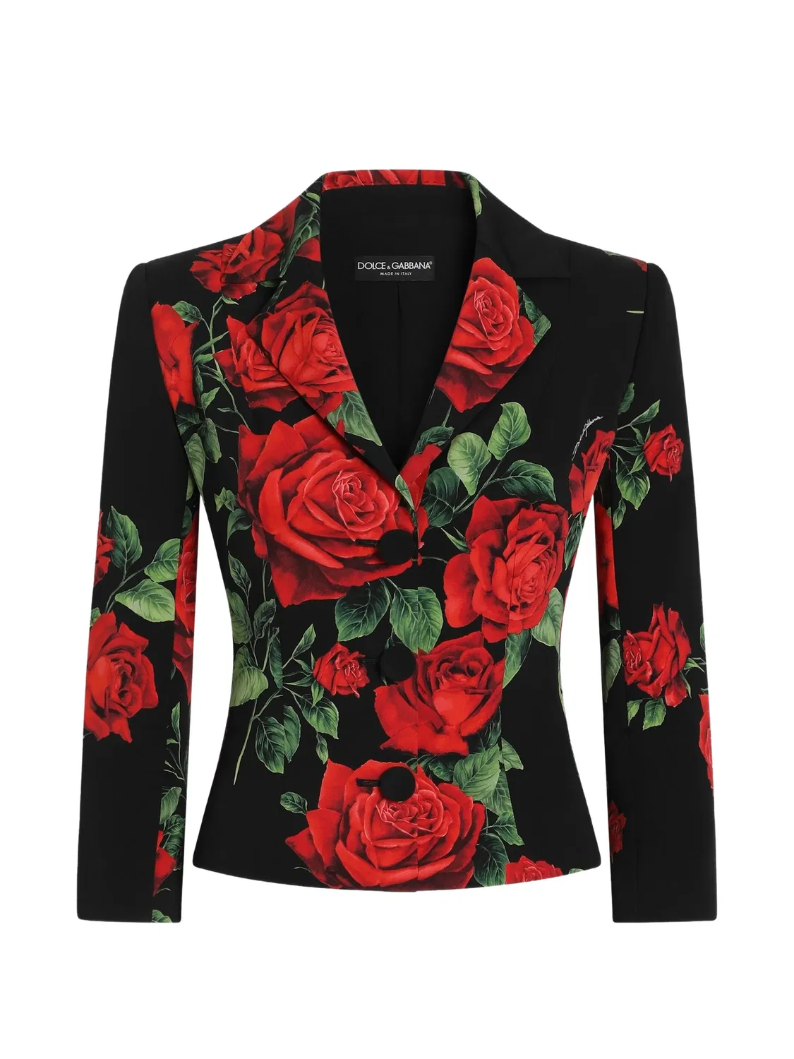 Однобортный пиджак с цветочным принтом Dolce & Gabbana, черный