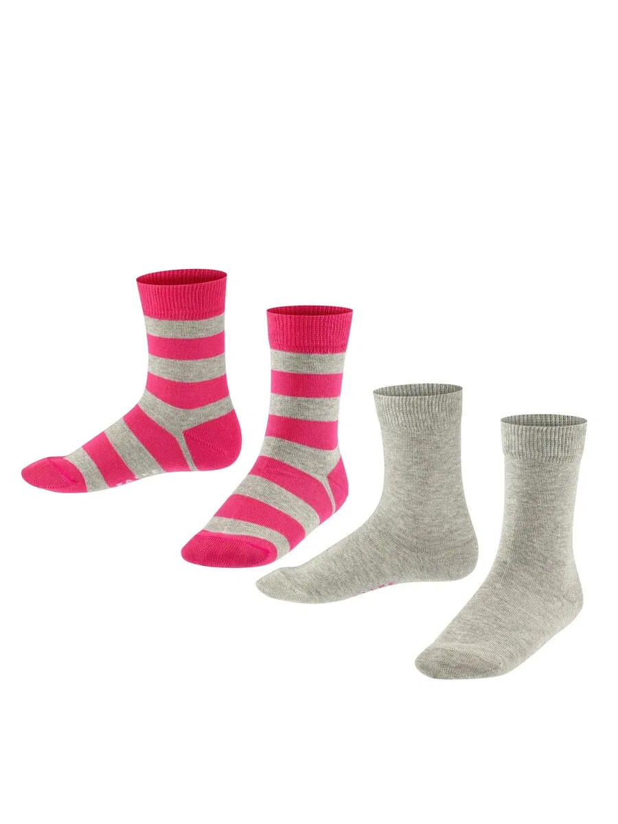 Носки FALKE 'Happy Stripe' в серо-темно-розовом цвете