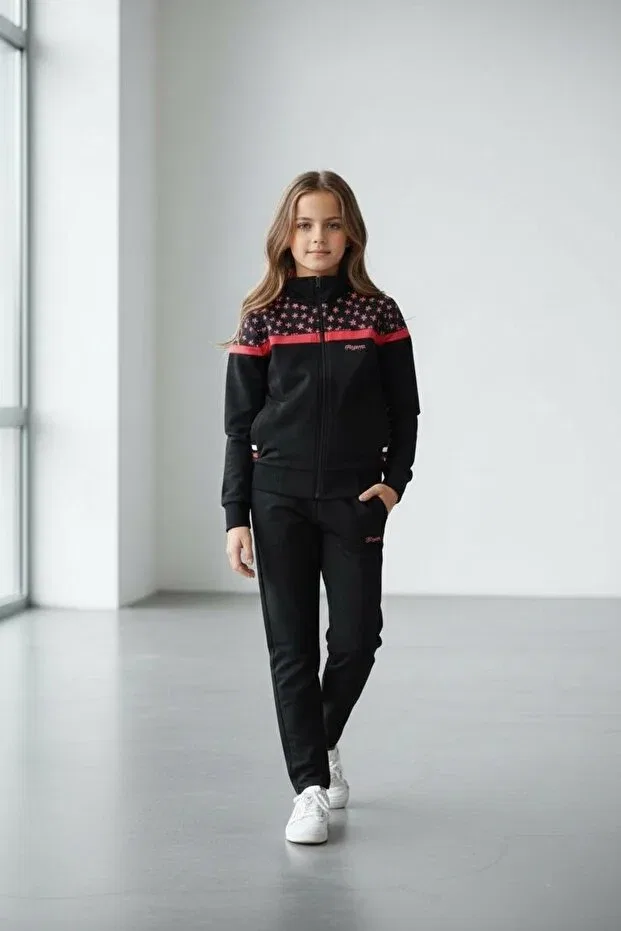 Детский спортивный костюм с принтом Piyera, Black