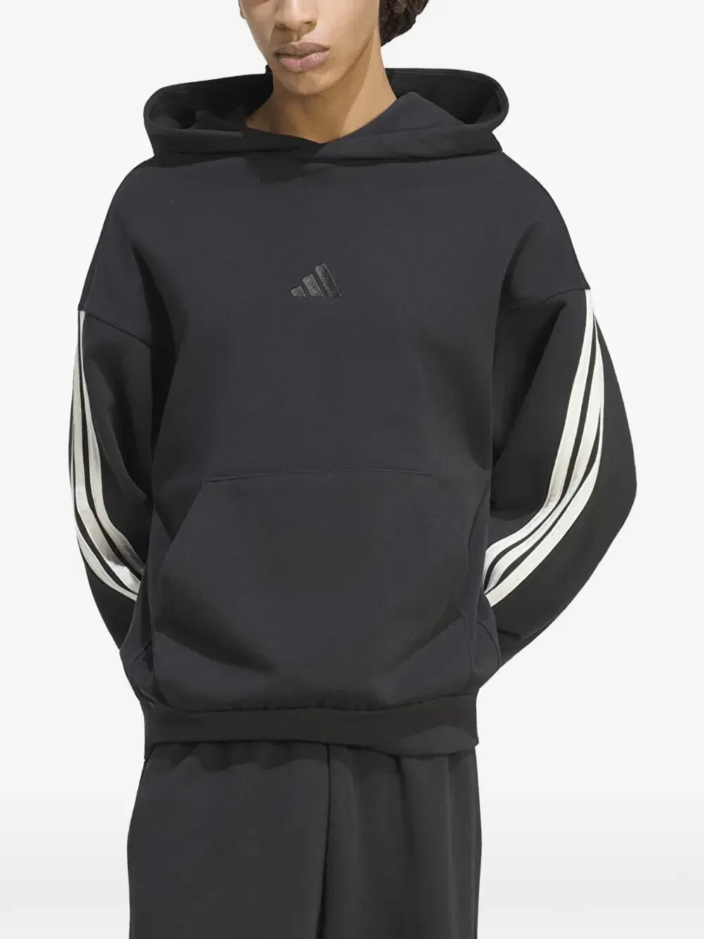 Худи с вышитым логотипом и 3 полосками Adidas, черный