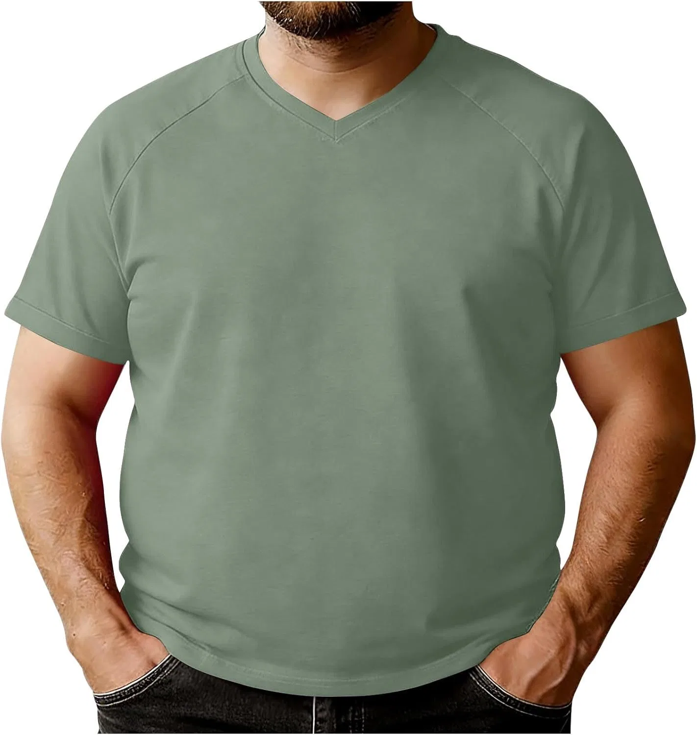 Мужская свободная футболка с круглым вырезом Oversize, Green — фото 2