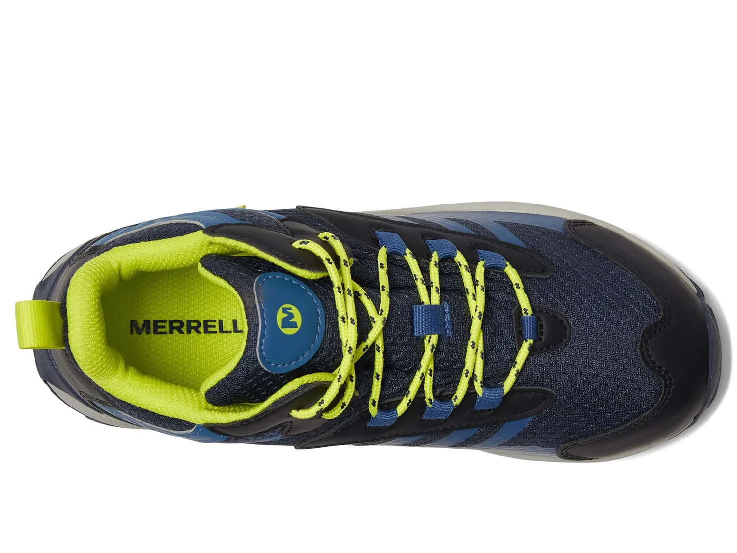 Детские ботинки для походов водонепроницаемые Moab Speed 2 Mid Waterproof Merrell, Navy Blue Hi Viz — фото 2