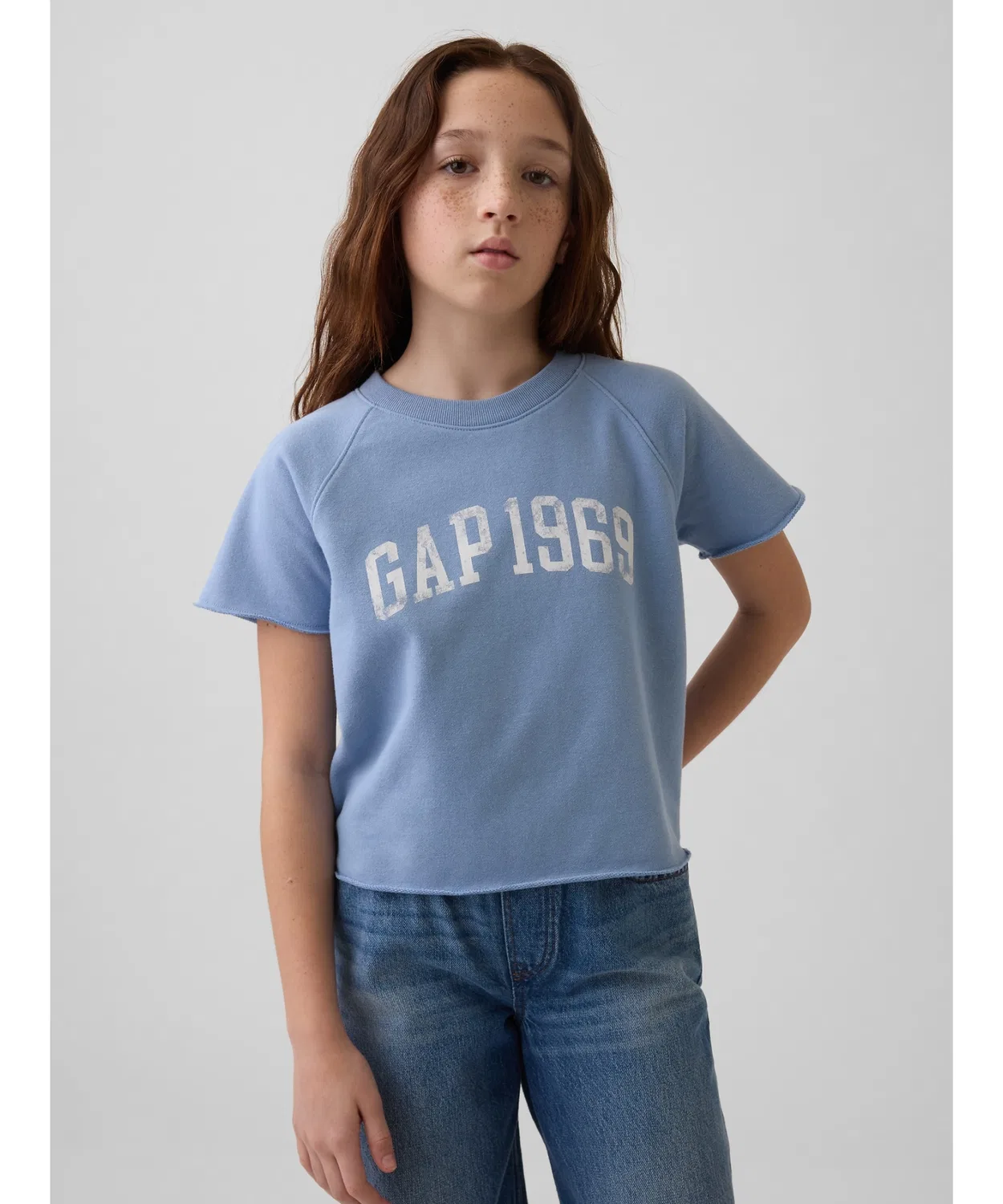 Детская футболка с принтом Oversize Graphic T-Shirt GAP, Blue